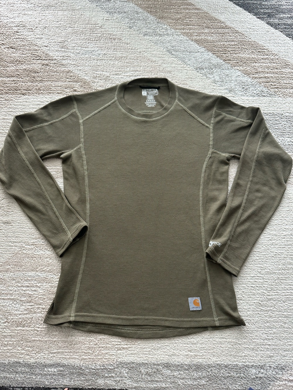 Carhartt Men’s Olive Midweight Crewneck Thermal Waffle Knit Base Layer Size S